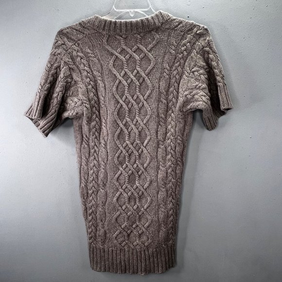 Autumn Cashmere Cable Knit Tunic Sweater XS Oversize Long V-neck Putty Cocoa - Picture 3 of 4